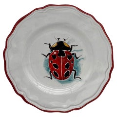 Insect Handpainted Ceramic Dessert Plates Ladybug