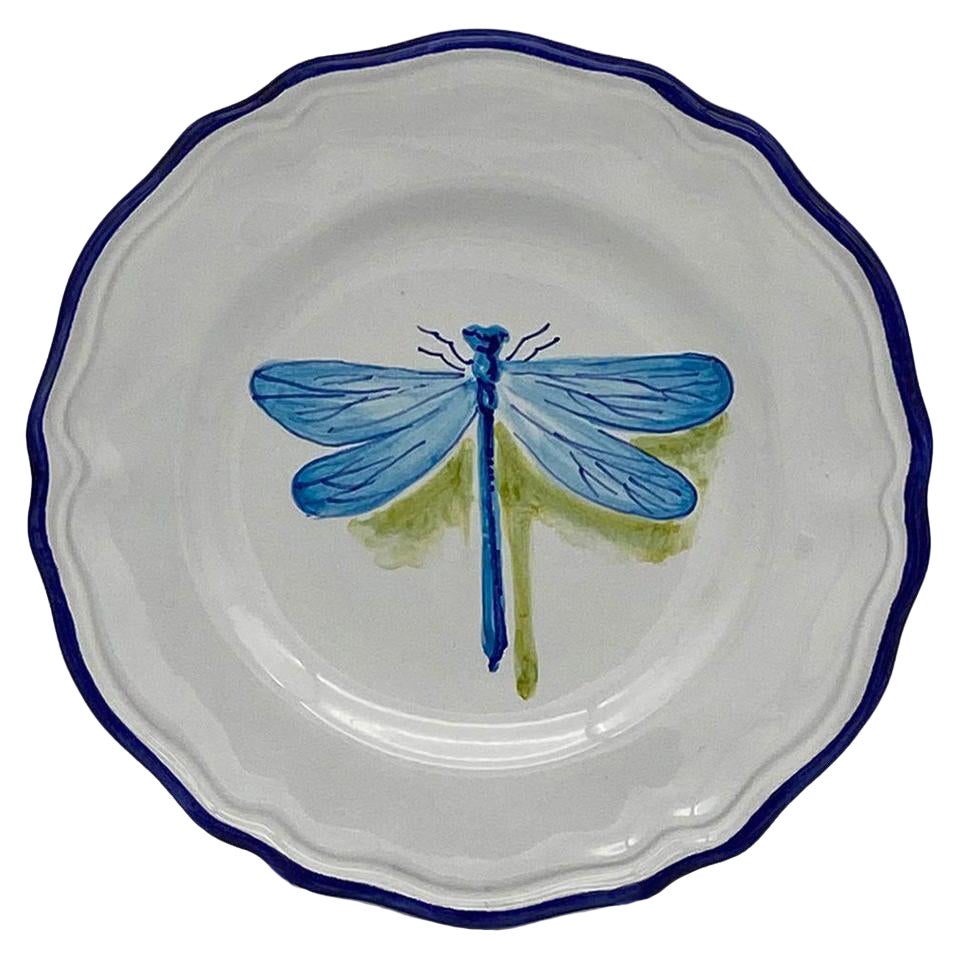 Insect Handpainted Ceramic Dessert Plates Dragonfly For Sale