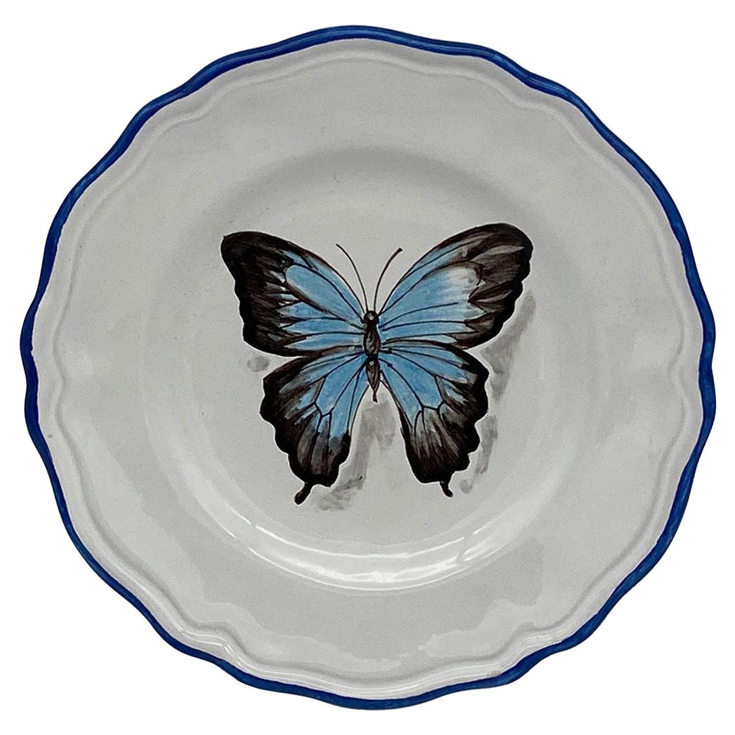 Hand-Painted Ceramic Dessert Plate - Butterfly, Insect Collection