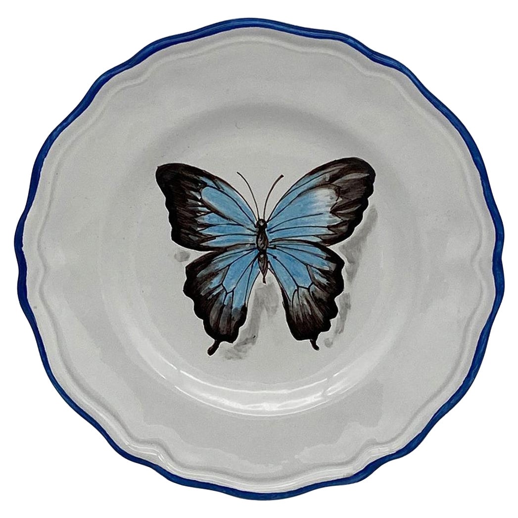 Insect Handpainted Ceramic Dessert Plates Butterfly For Sale