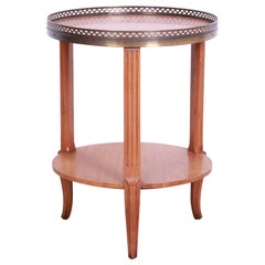 Baker Furniture French Louis XV Walnut and Brass Tea Table