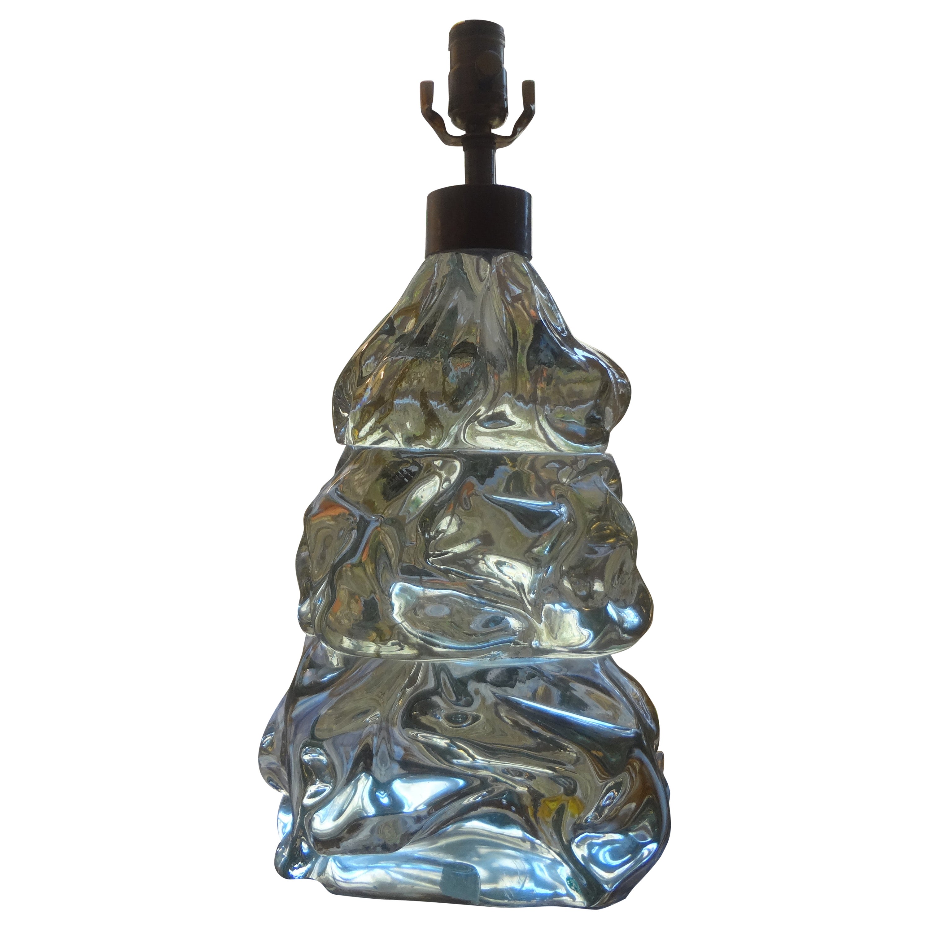 Italian Organic Modern Fontana Arte Style Glass Table Lamp