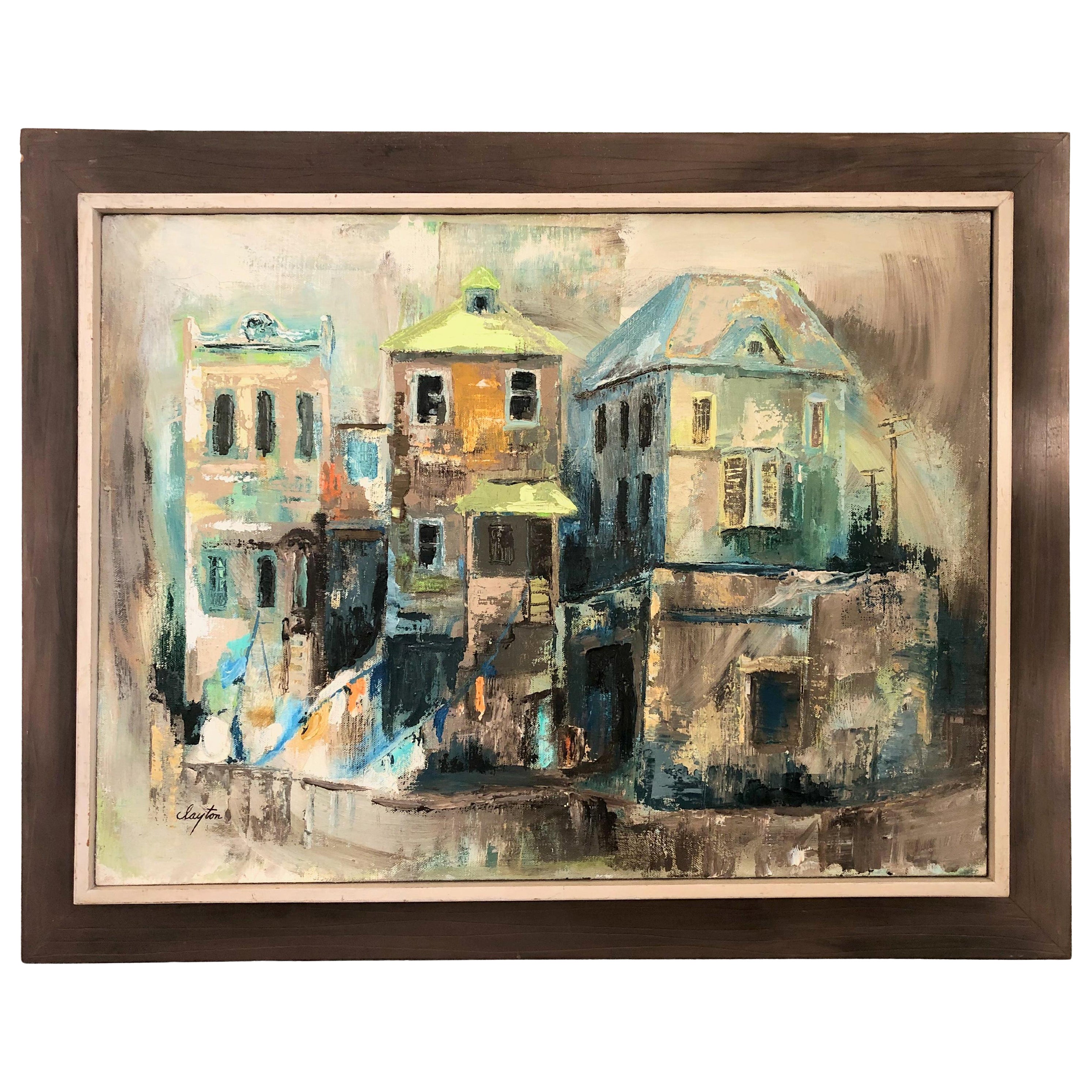 Mid Century Vallejo Cityscape Original Oil Painting