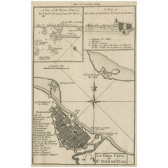 Copper Engraving of Veracruz, officially known as Heroica Veracruz, Mexico, 1760