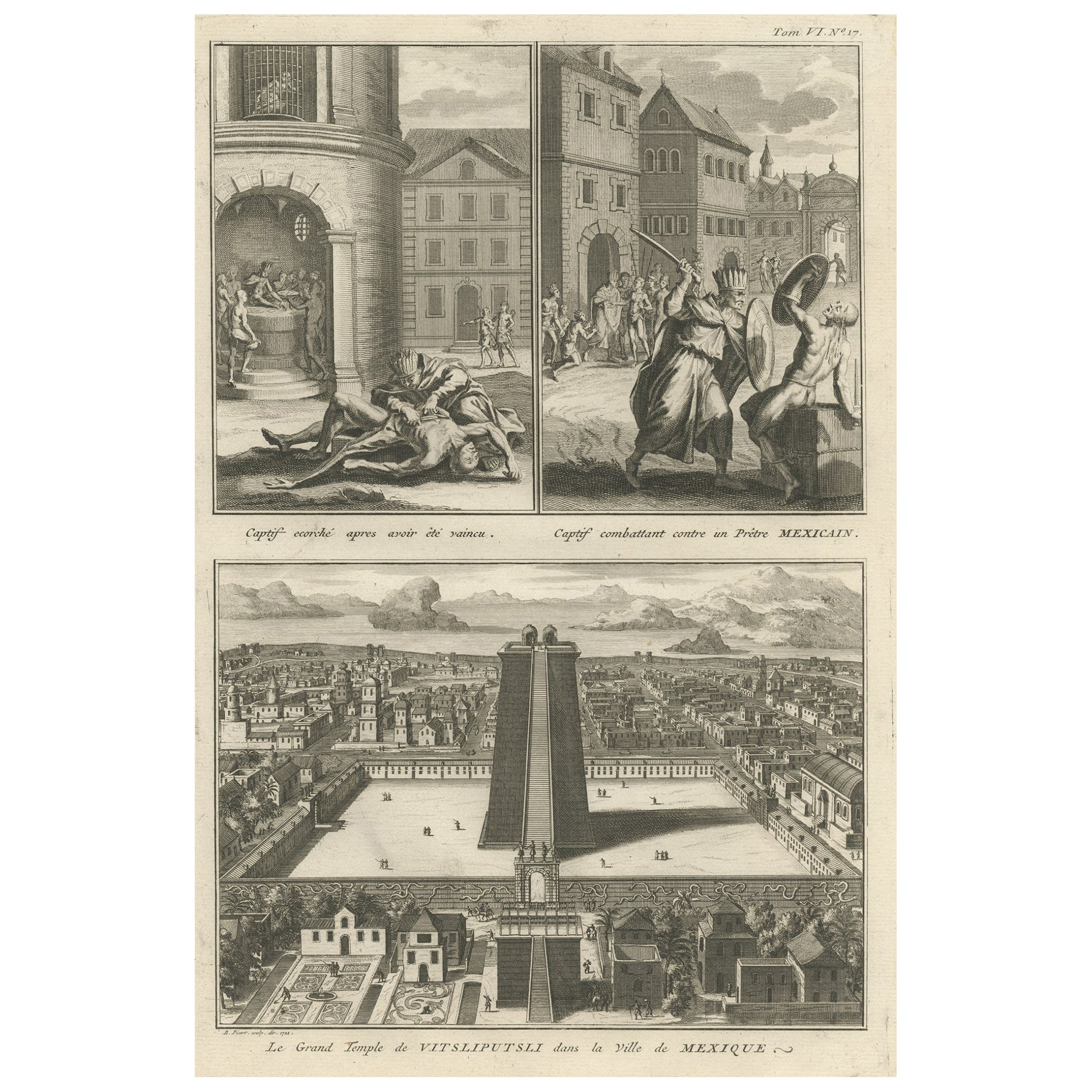 The Great Temple of Vitsliputsli in Mexico City and a Few Murder Scenes, 1722 For Sale