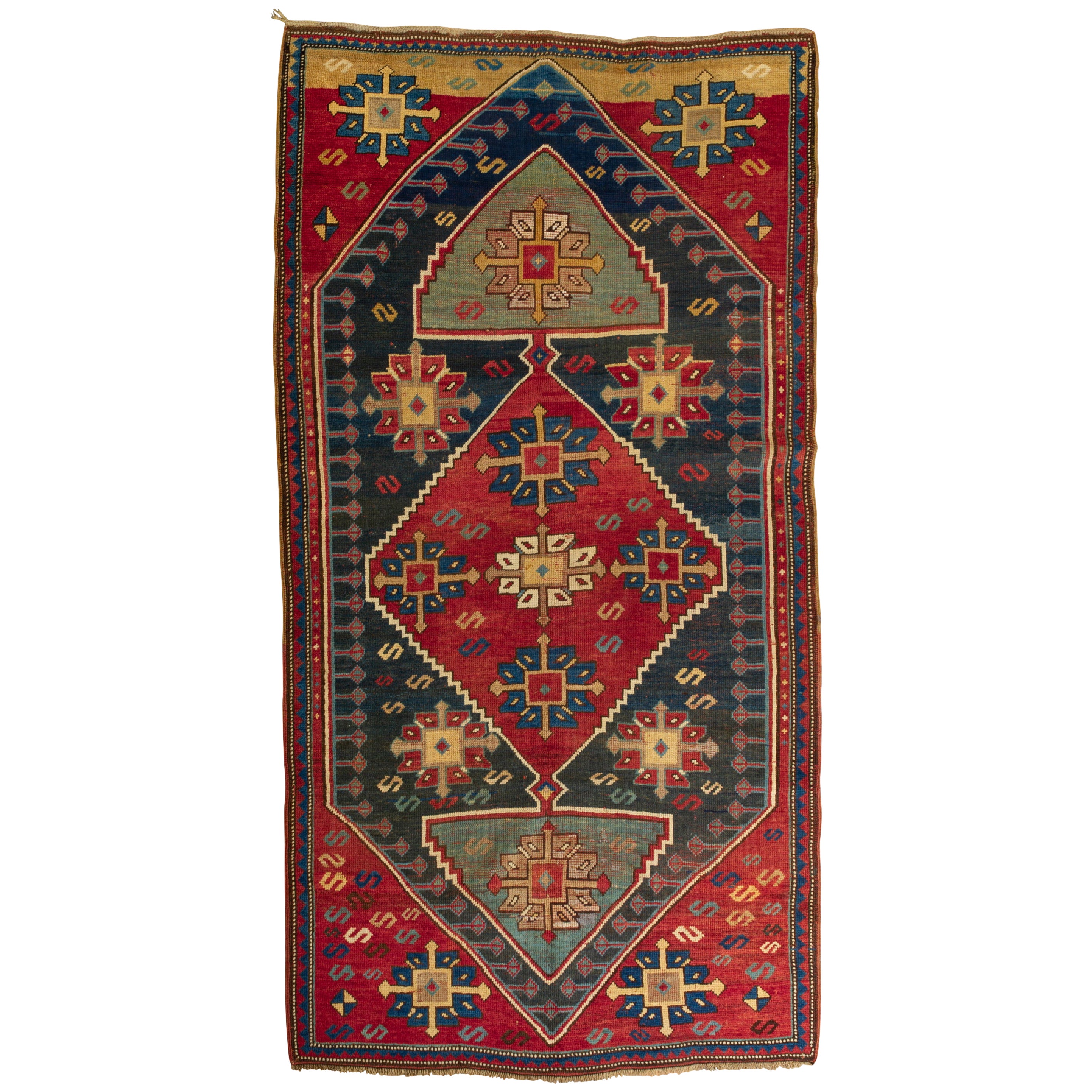 Ungewöhnliche antike KAZAK kaukasischen Teppich im Angebot