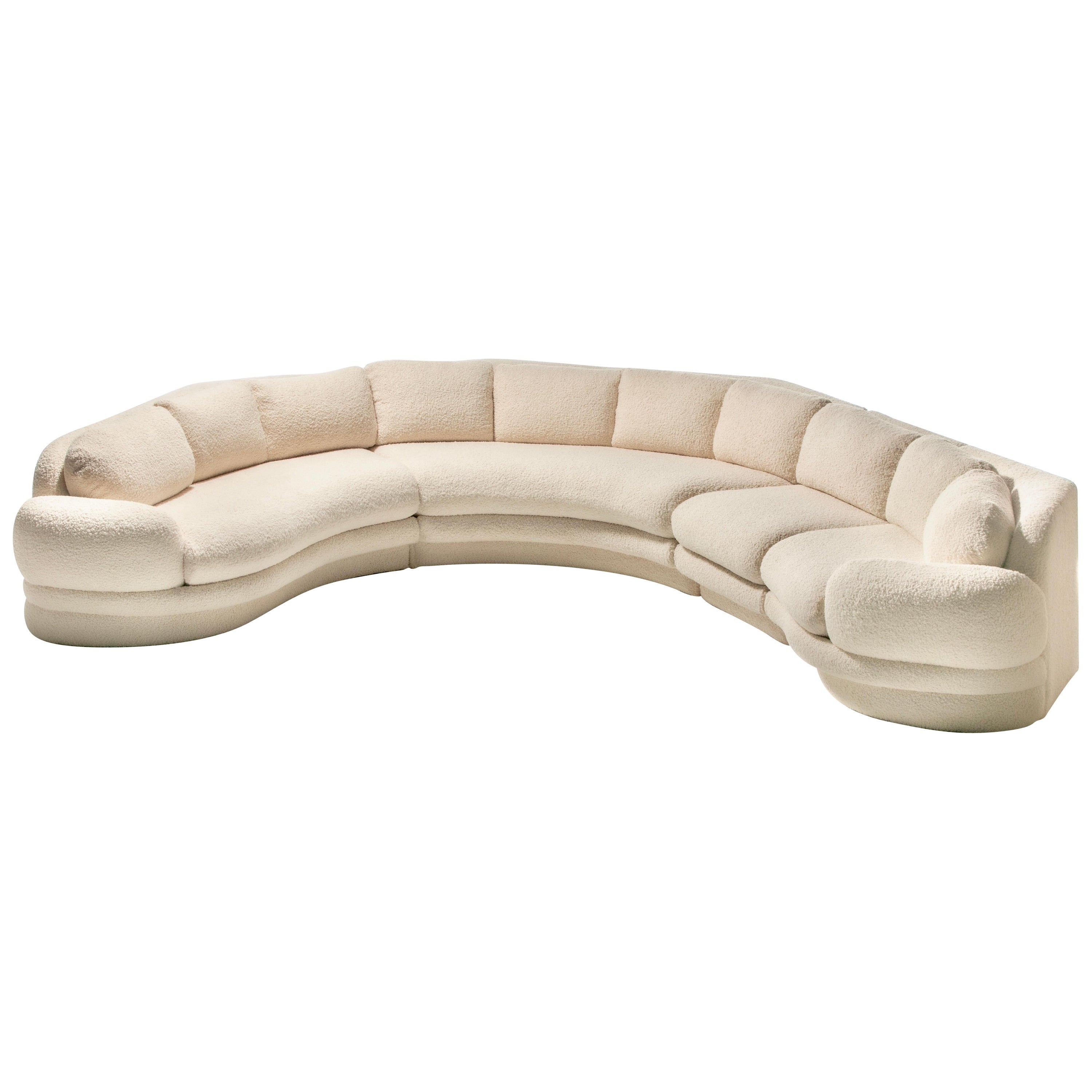 Post Modern 1990s Preview Sectional Sofa in Plush Ivory White Bouclé