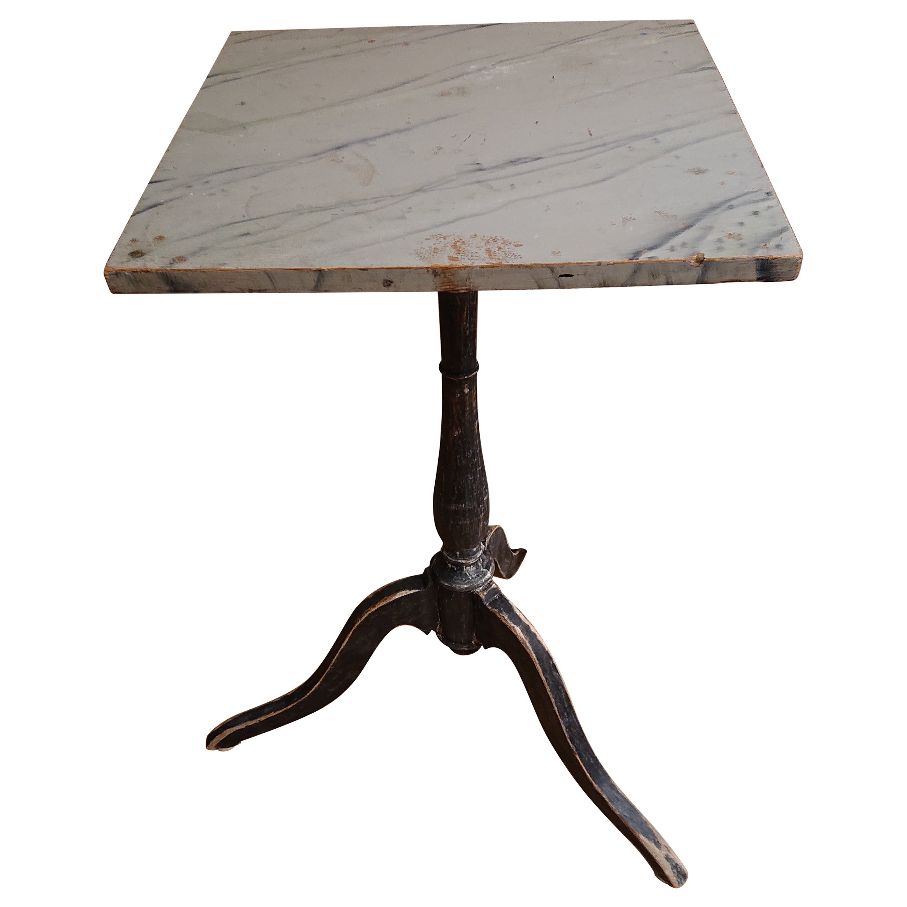 19th Century Swedish Gustavian Pedestal Table with Original Paint Antiques For Sale