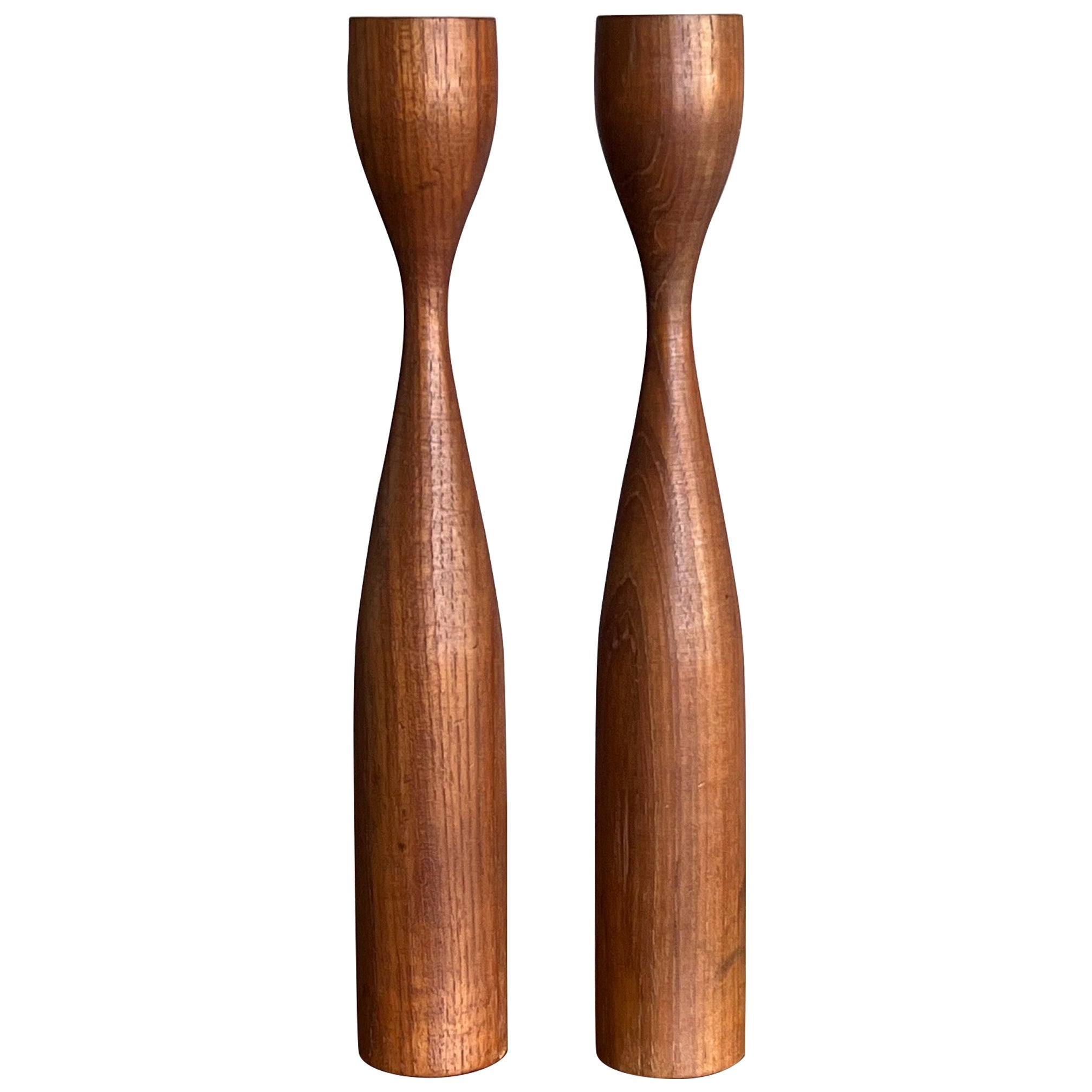 Mid-Century Danish Teak Candlesticks