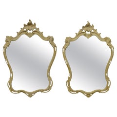 Pair of Carved Italian Cartouche Mirrors in Gesso