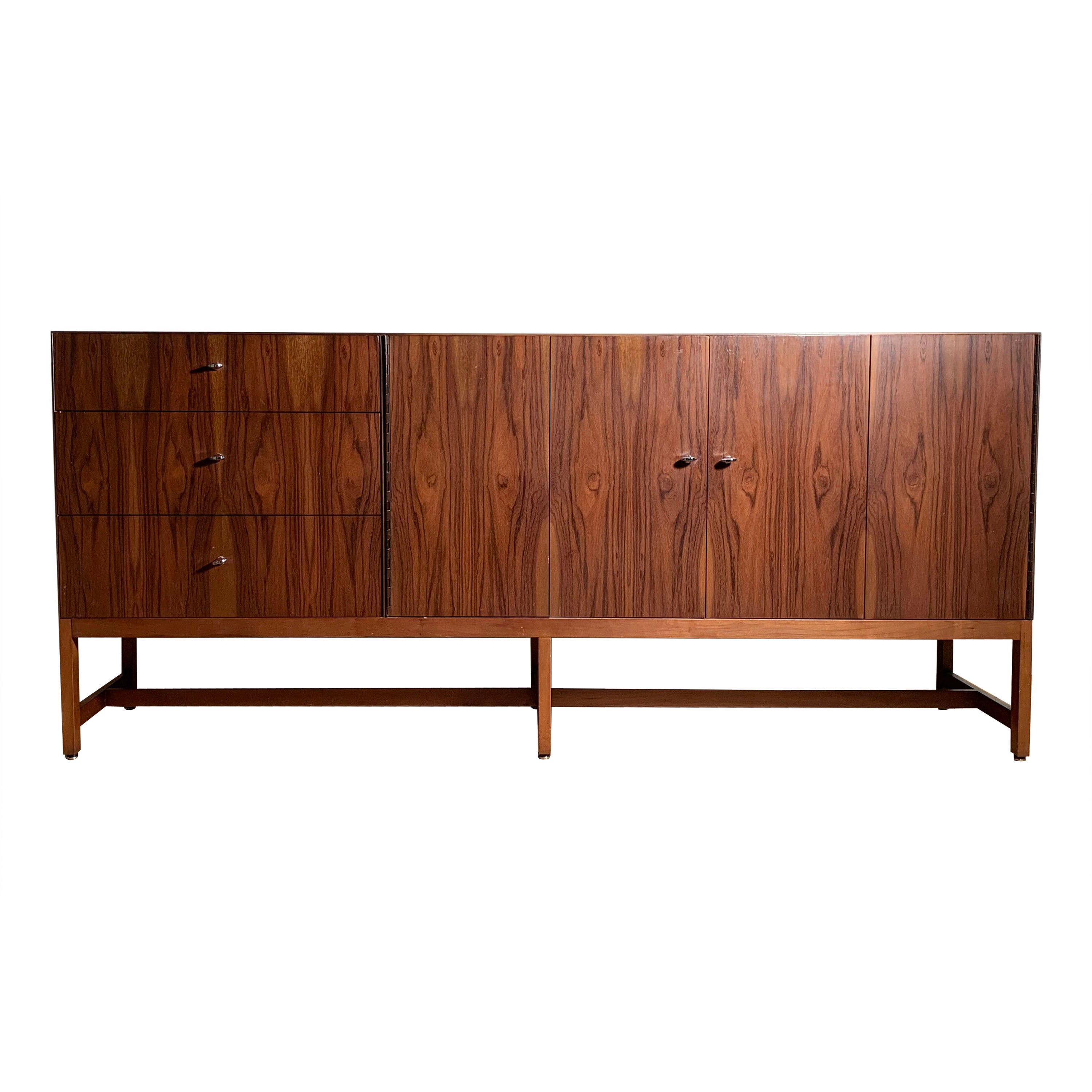 Vintage Exotic Wood Sideboard Cabinet by Milo Baughman for Directional For Sale
