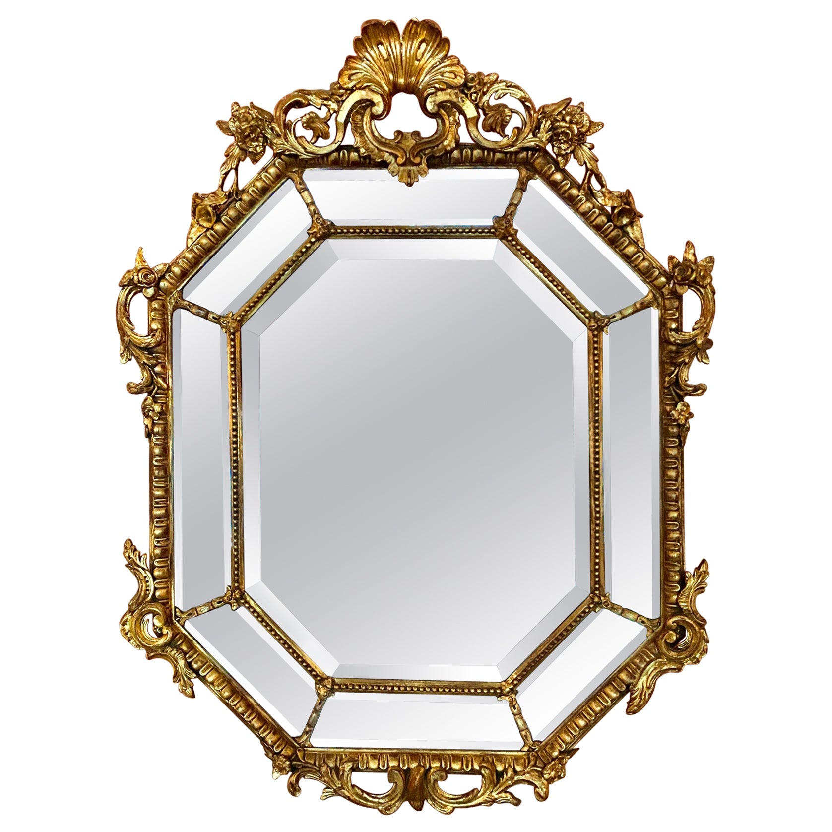 Élégant miroir en bois doré d'époque Napoléon III français