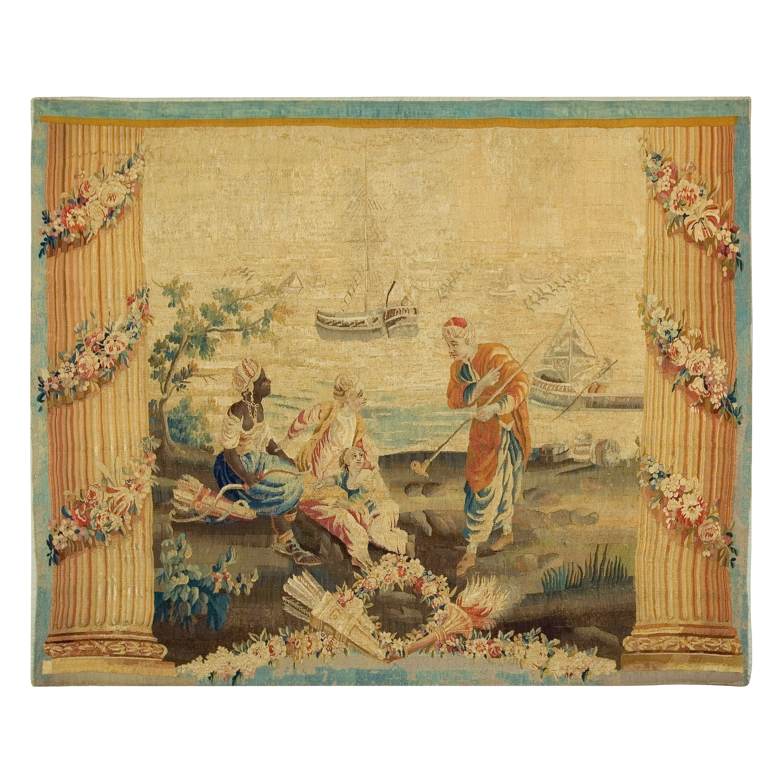 French 18th Century Tapestry 6'5 x 5'5 For Sale