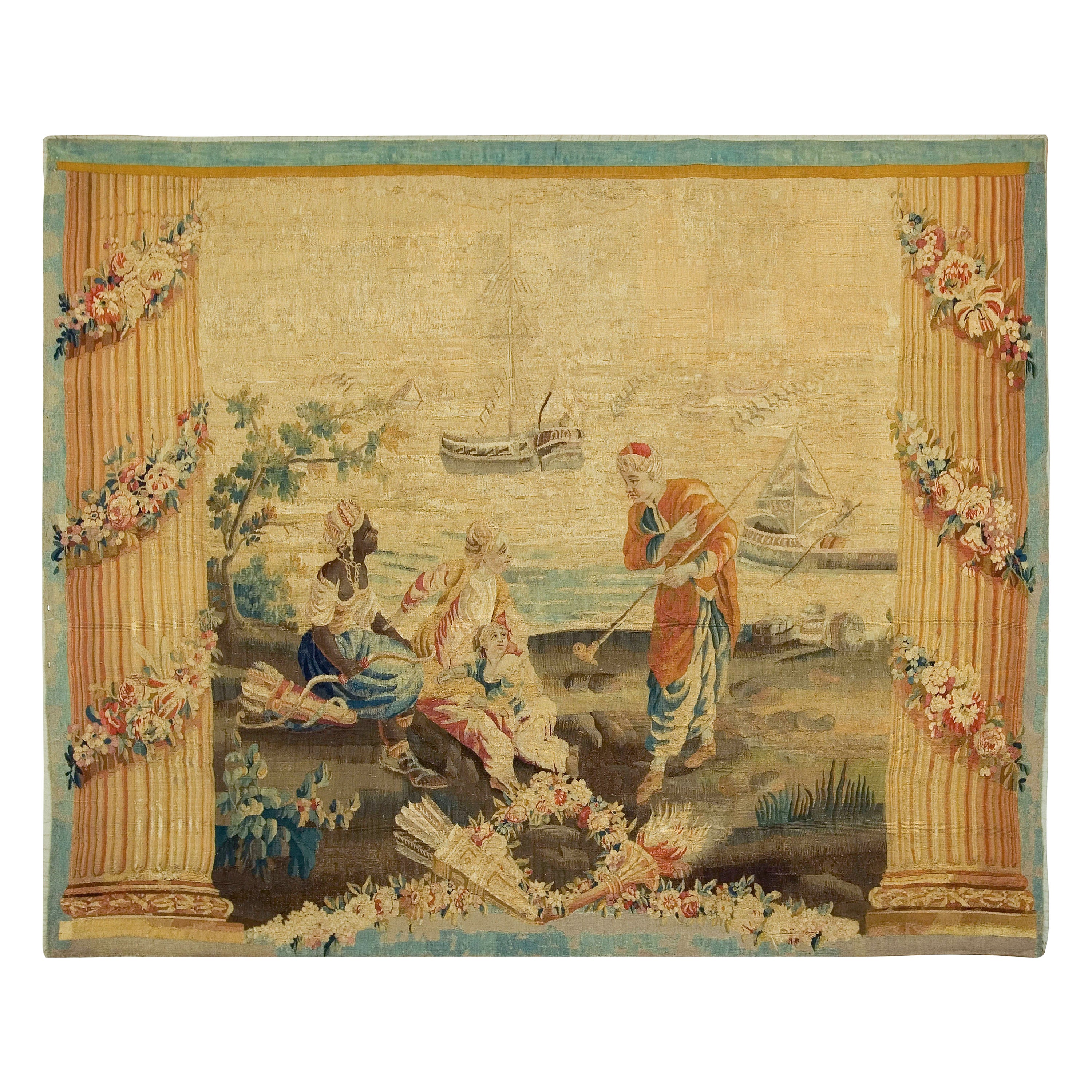 Arazzo francese del XVIII secolo 6'5 x 5'5