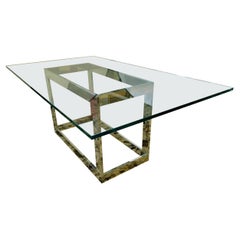 Milo Baughman Glass and Chrome Rectangular Dining Room Table