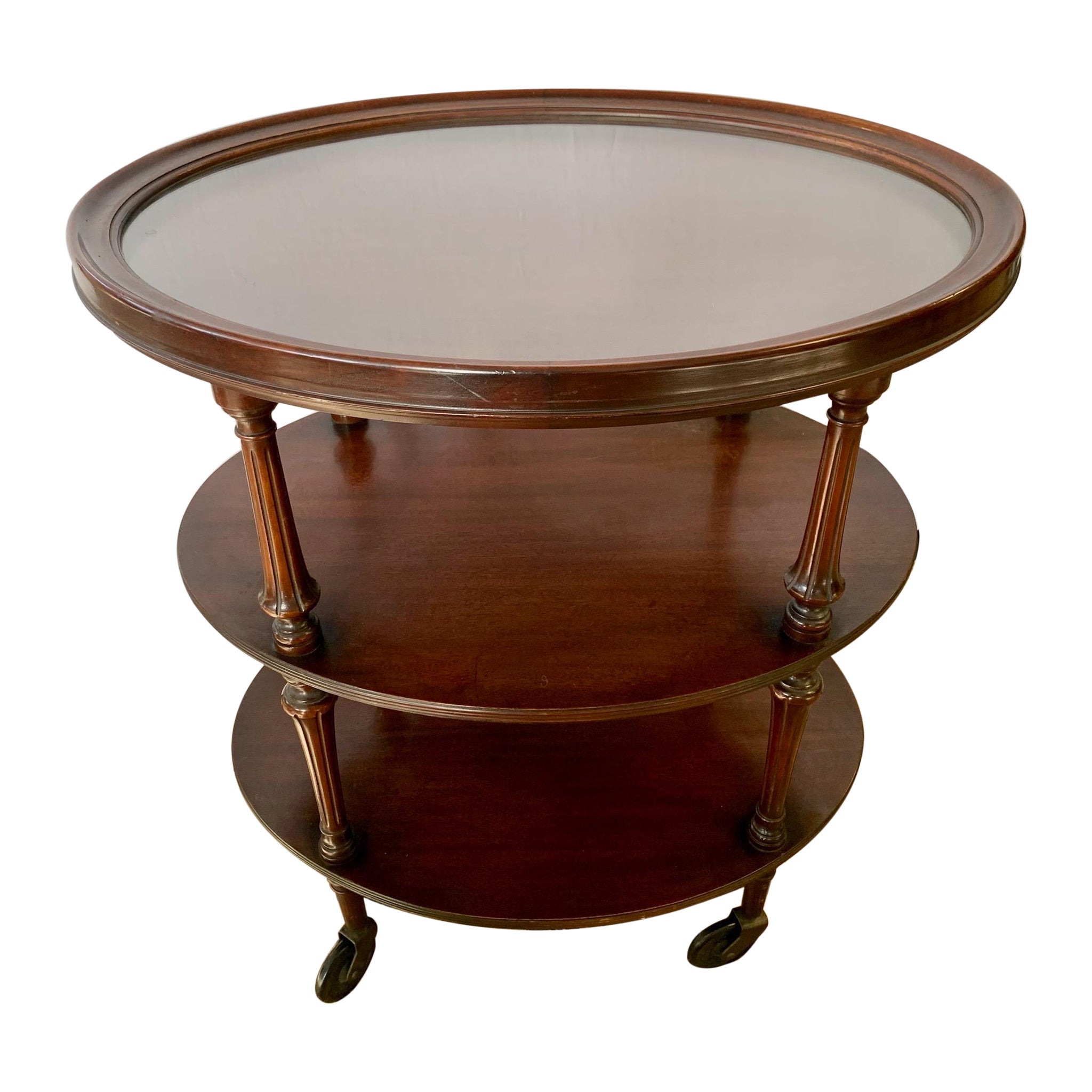 Burnished MidCentury Maison Jansen Oval Bar Cart, Drinks Trolleys or End Table For Sale at 1stDibs