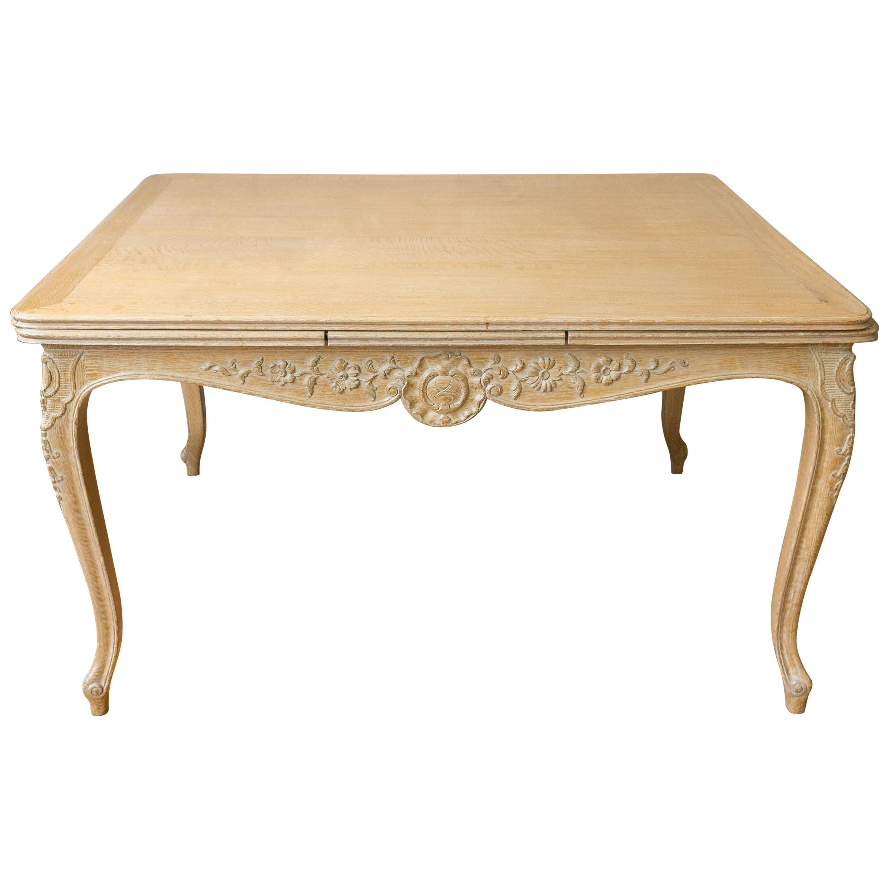 French Limed Oak Dining Table For Sale