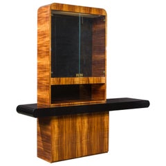 Used Vladimir Kagan Exotic Wood Illuminated Sideboard Bar Cabinet, c 1970s, Signed