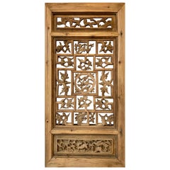 Panneau en bois sculpté chinois ancien