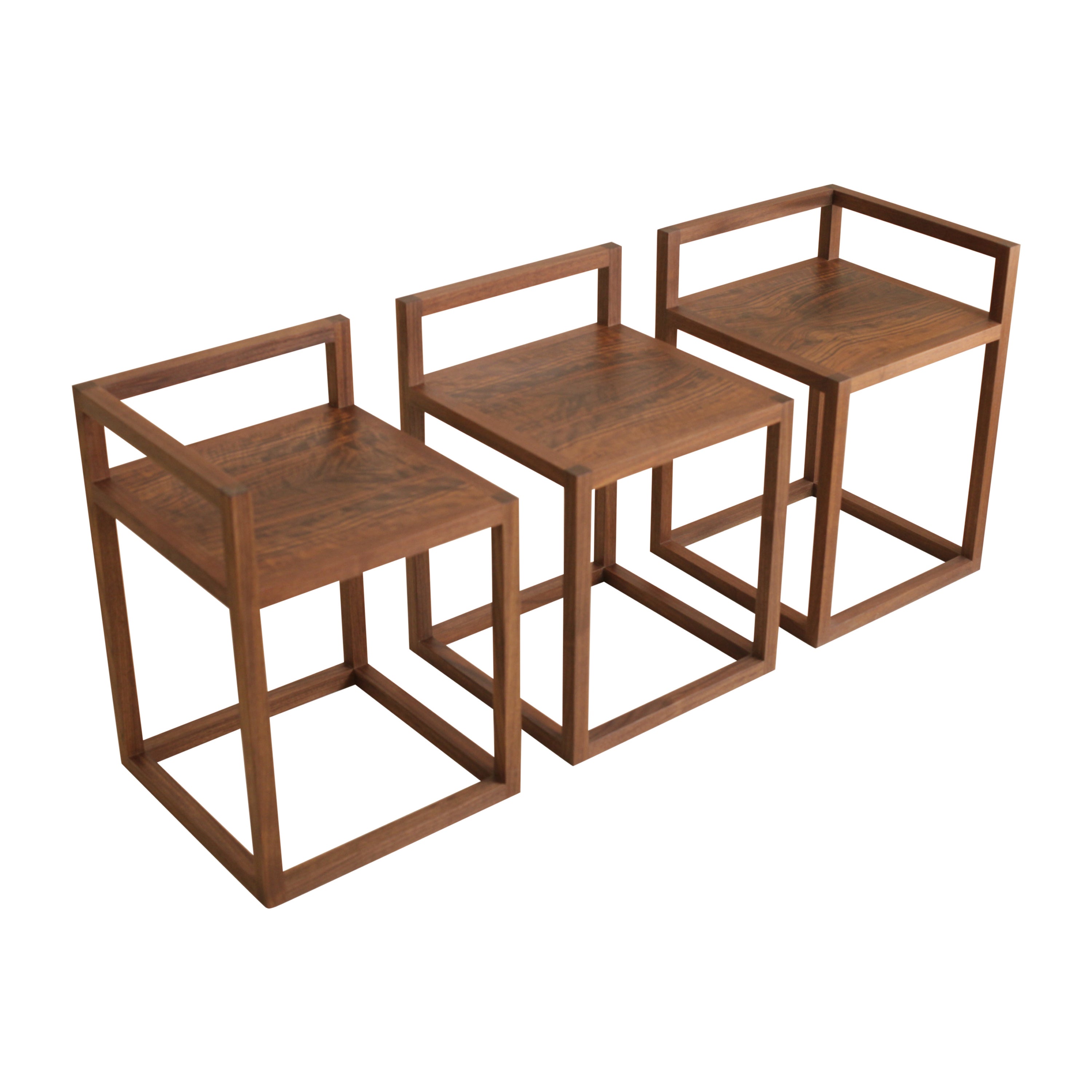 Donald Judd Inspired Bench Seating Trio in Walnut by Boyd & Allister For Sale
