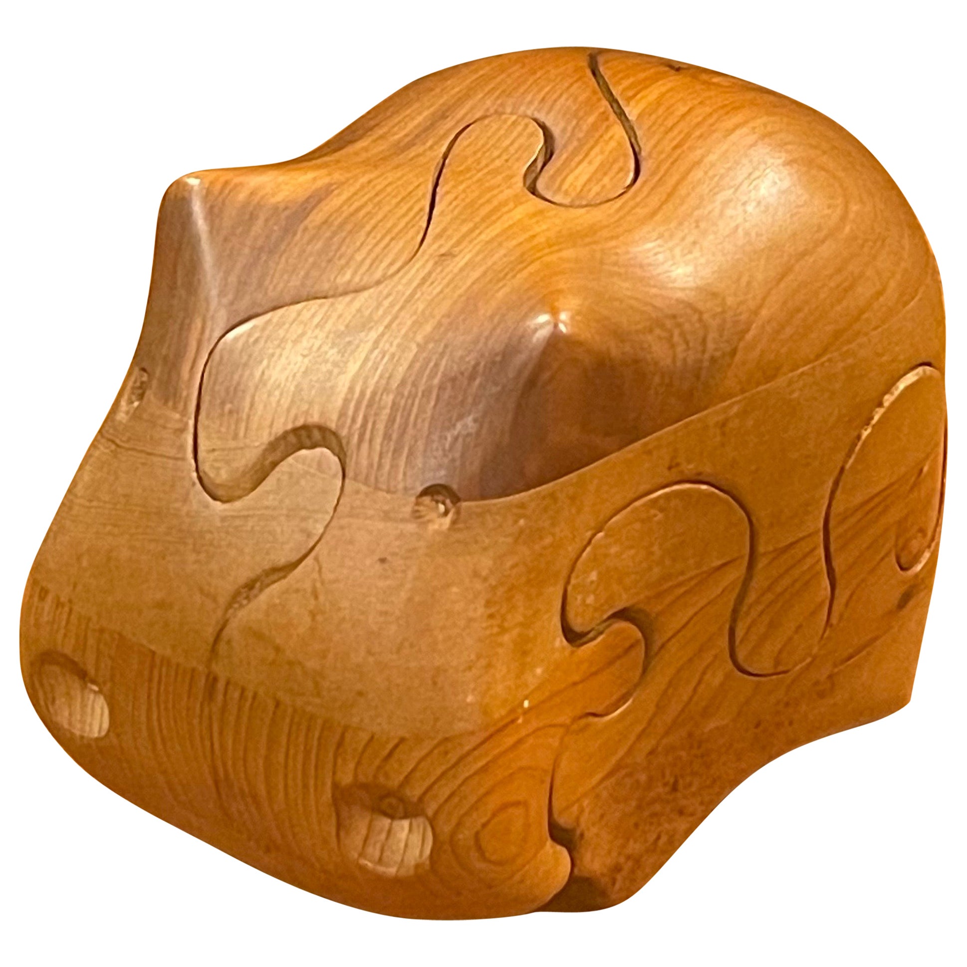 Solid Figural Hippo Puzzle / Paperweight in Pine / Cedar by Deborah D Bump