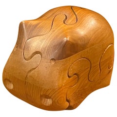 Solid Figural Hippo Puzzle / Paperweight in Pine / Cedar by Deborah D Bump