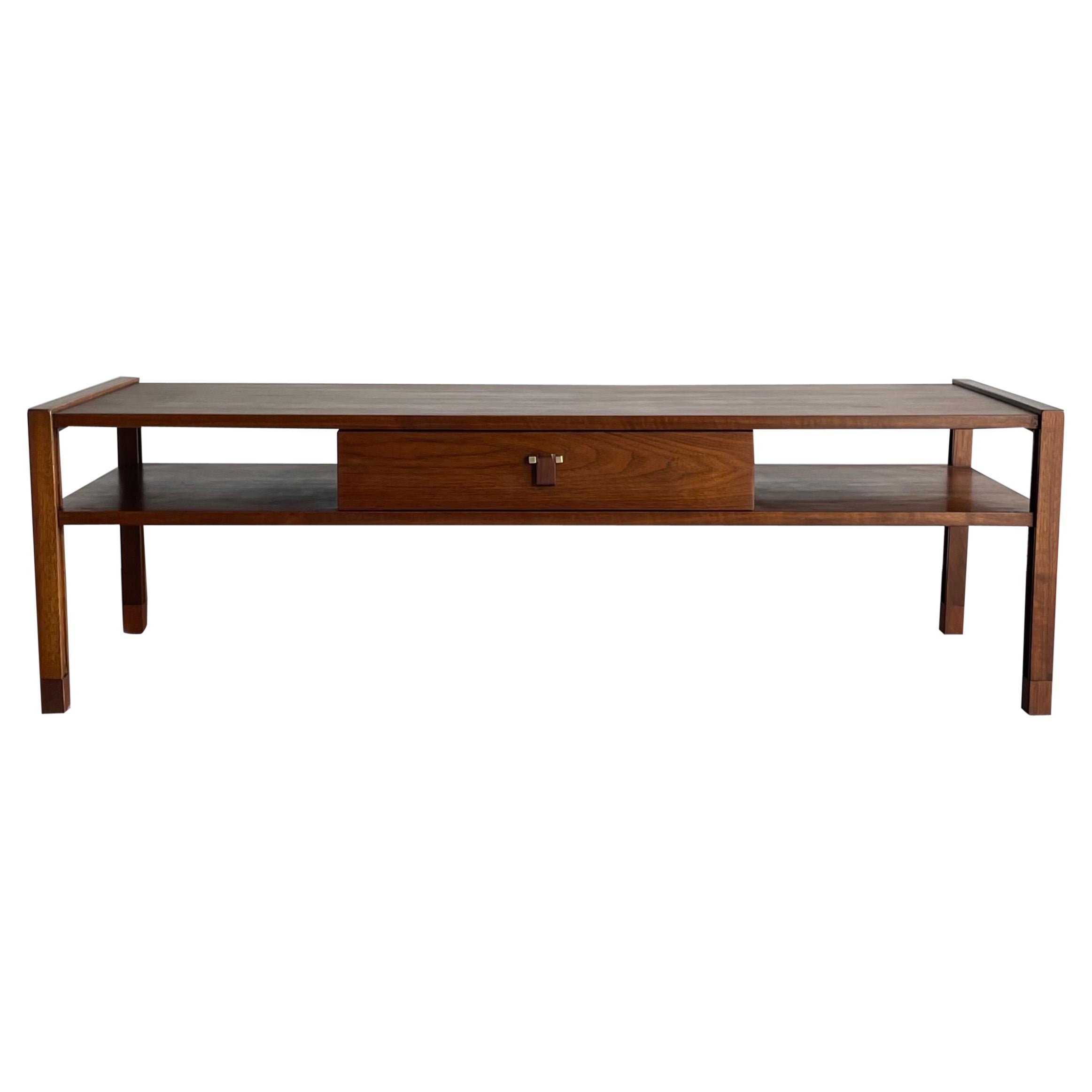 Edward Wormley for Dunbar Tiered Coffee Table, Walnut with Rosewood Drawer Pull