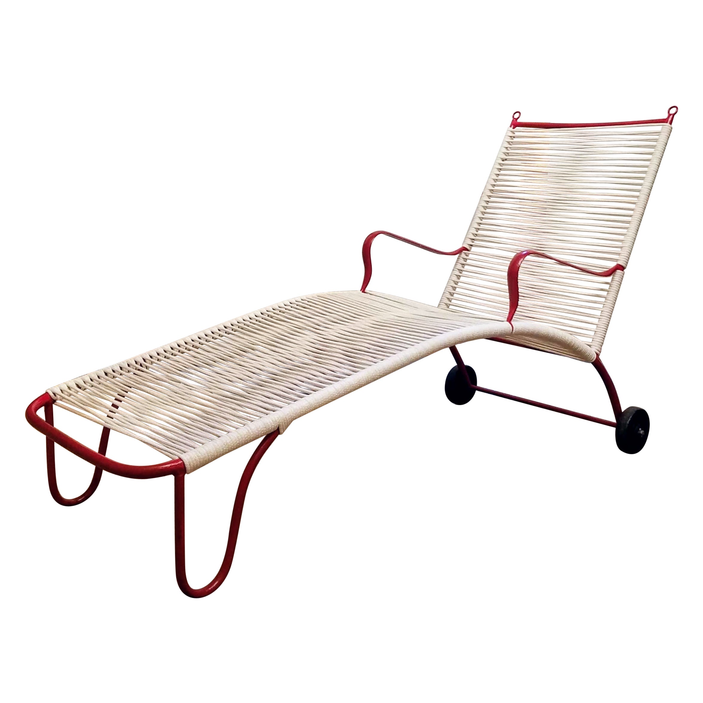 Robert Lewis Rolling Chaise Lounge Studio Crafted Santa Barbara, CA. 1930s For Sale