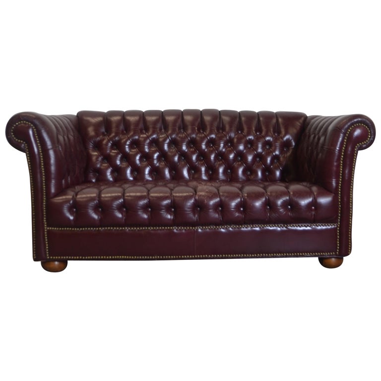 Chesterfield Style Leather Loveseat For Sale at 1stDibs