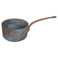 Antique French Copper Cast Iron Sauce Saute Pan Cook Pot Farmhouse Primitive