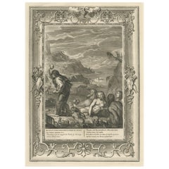 Antique Engraving of Deucalion and Pyrrha of Phthia, Thessaly, Greece, 1733