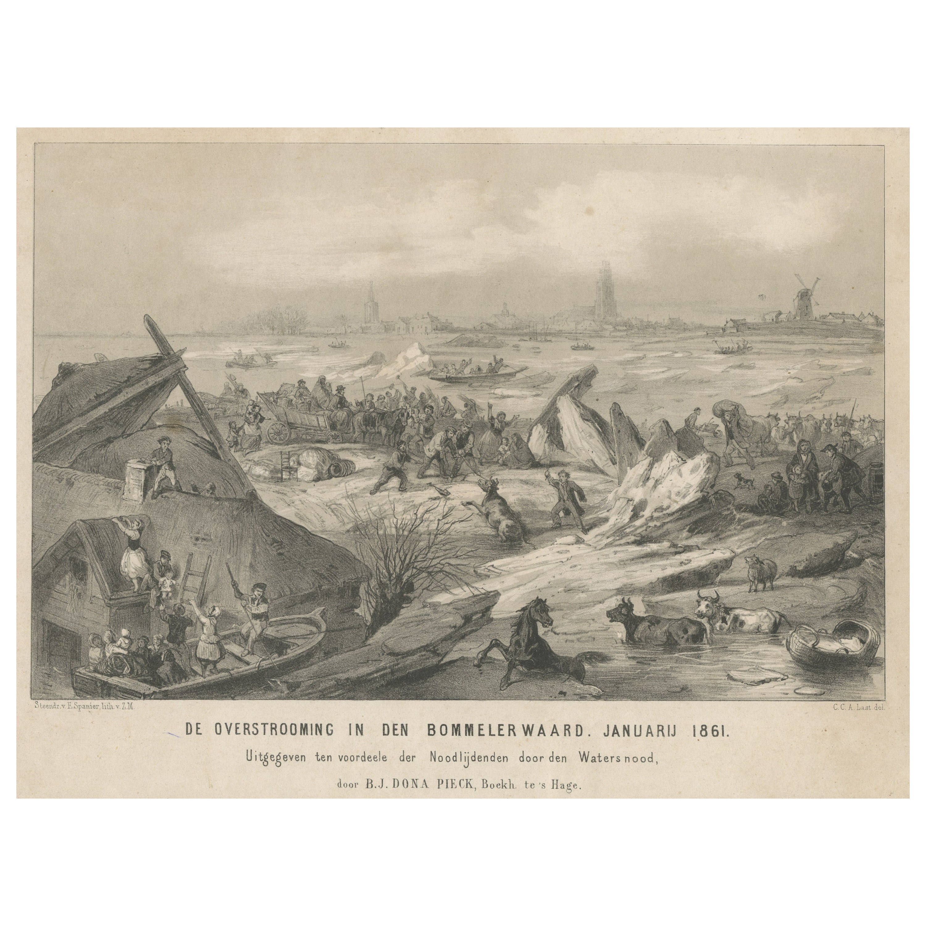 Old View of the January 1851 Floods in Bommelerwaard, the Netherlands, 1861