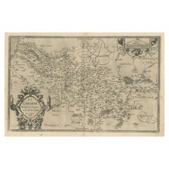 Carte ancienne d'origine de la région de Picardy, France, vers 1602