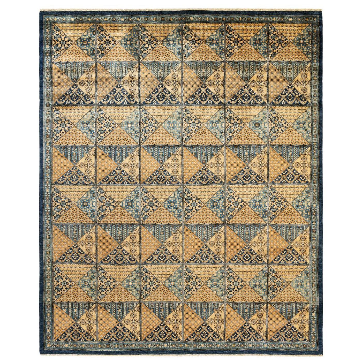 OneOfAKind Hand Made Contemporary Eclectic Blue Area Rug For Sale at