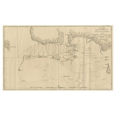 Carte ancienne du port de Tongatabu, l'une des îles de Tonga, 1803