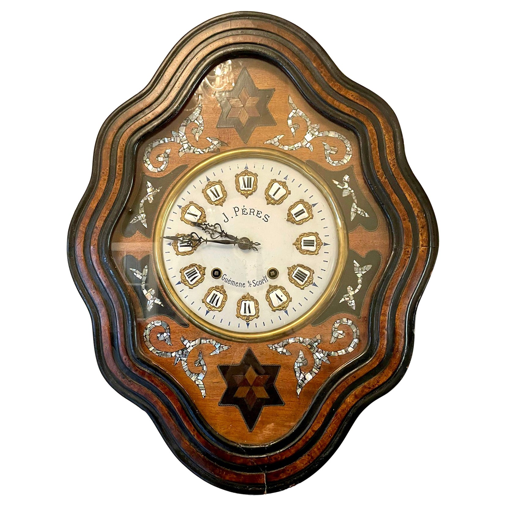 Antique Victorian Quality French Wall Clock Signed J Peres