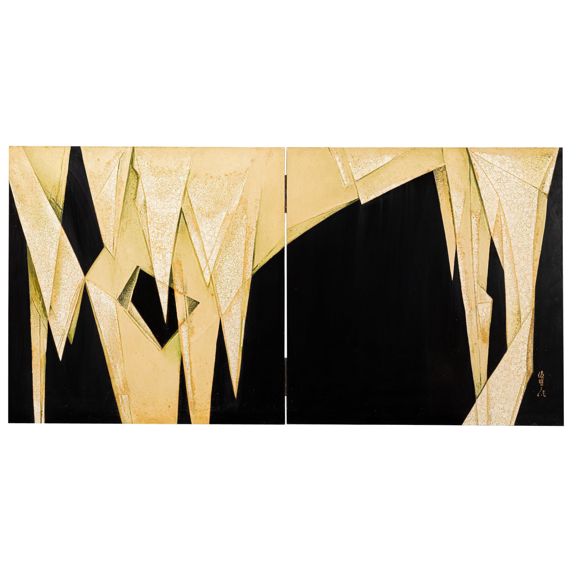 Japanese Two Panel Screen Abstract Design
