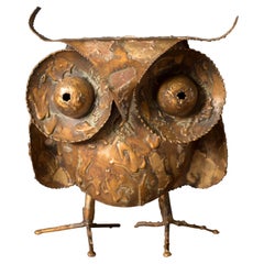 Mid-Century Abstract Curtis Jere Brutalist Metal Owl Sculpture for Artisan House