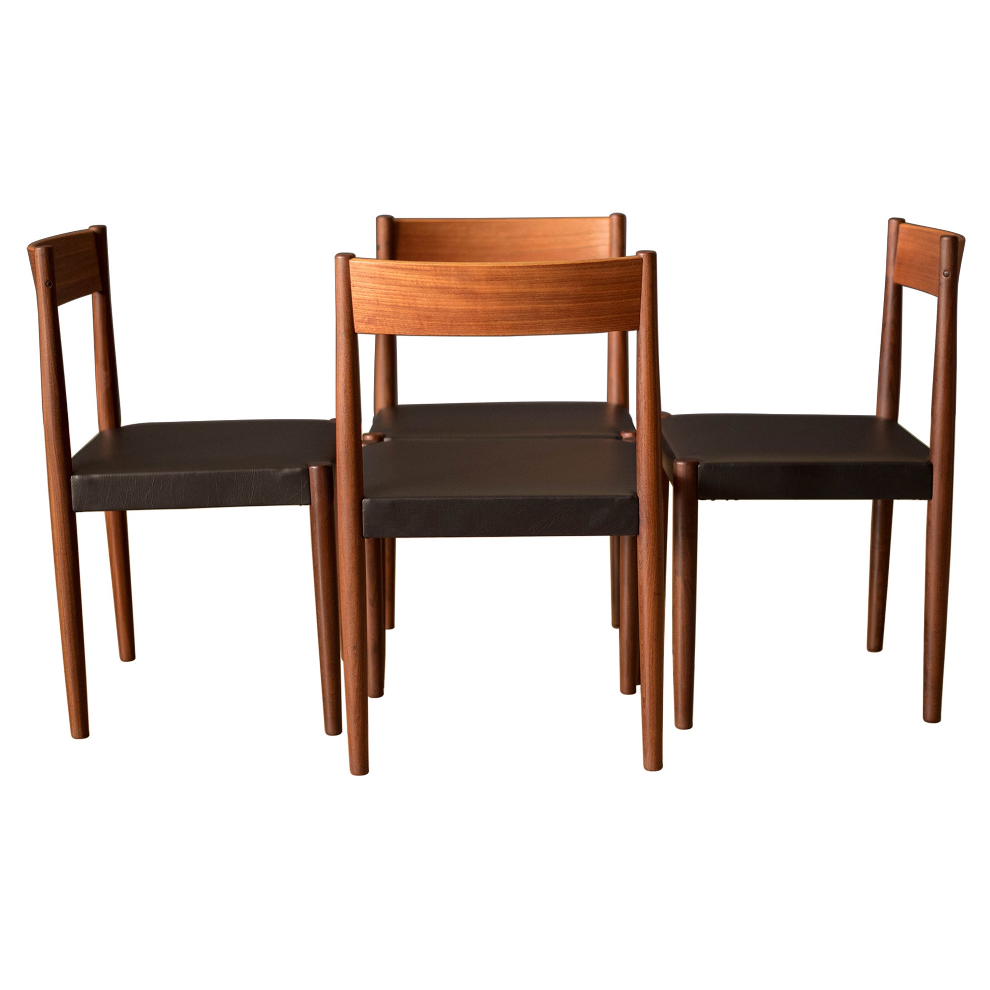 Set of Four Vintage Danish Modern Frem Røjle Teak Dining Chairs by Poul Volther