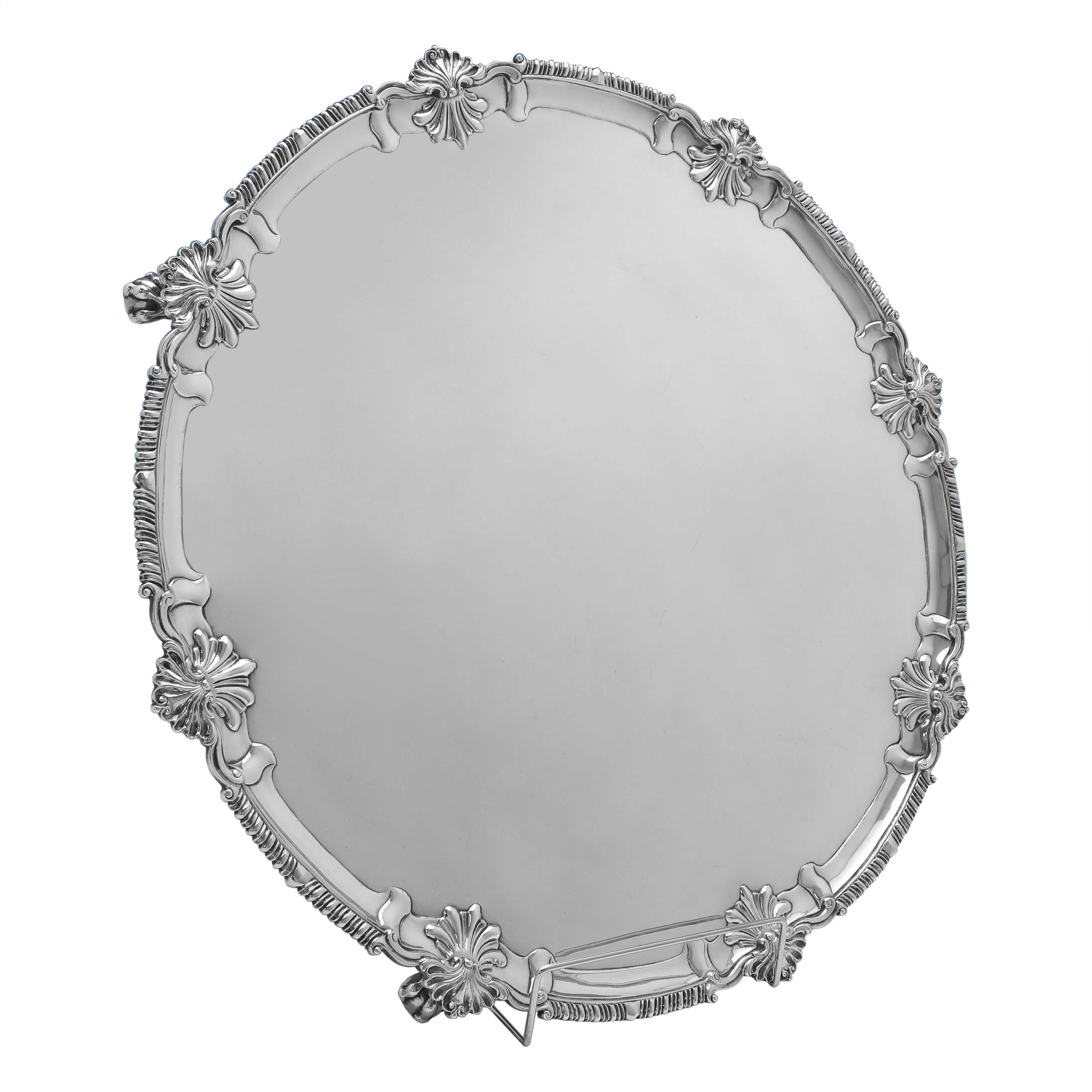 Rococo Design Antique George III Sterling Silver Salver, Richard Rugg 1772 For Sale