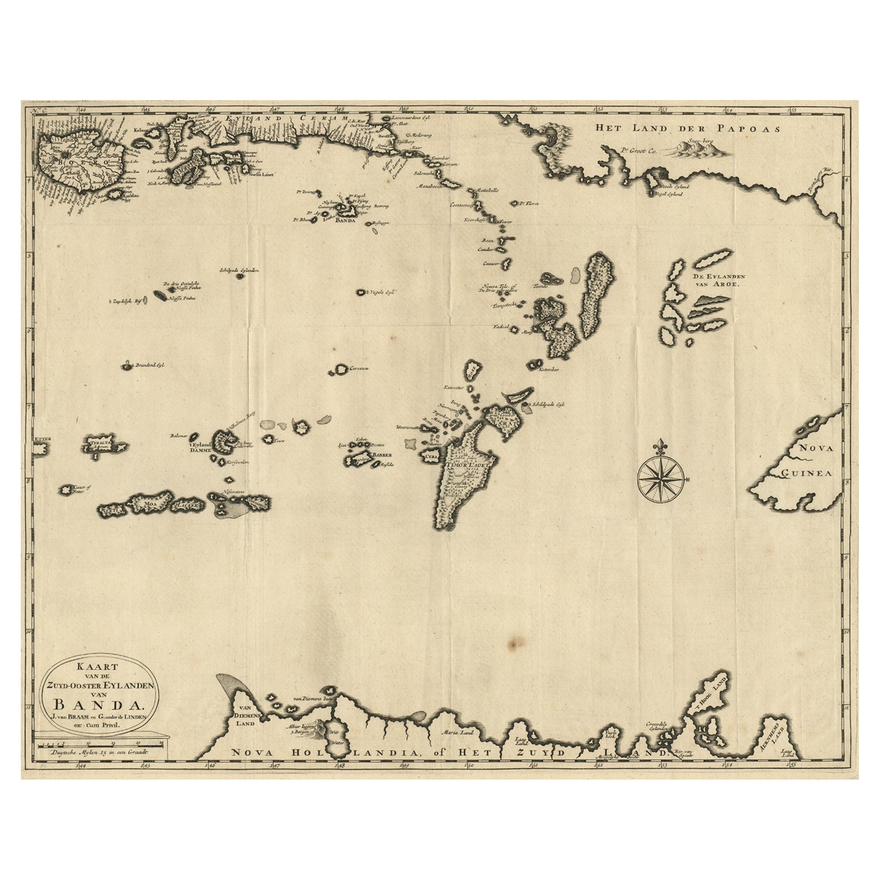 Map of the Southeastern Part of the Banda Islands, Incl Northern Australia, 1726 For Sale