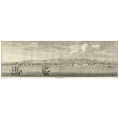 Panoramic Antique View of Bandar-Abbas 'Formerly Gamron, Persia' in Iran, 1714