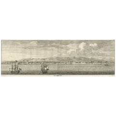 Vista panorámica antigua de Bandar-Abbas "Antigua Gamron, Persia" en Irán, 1714
