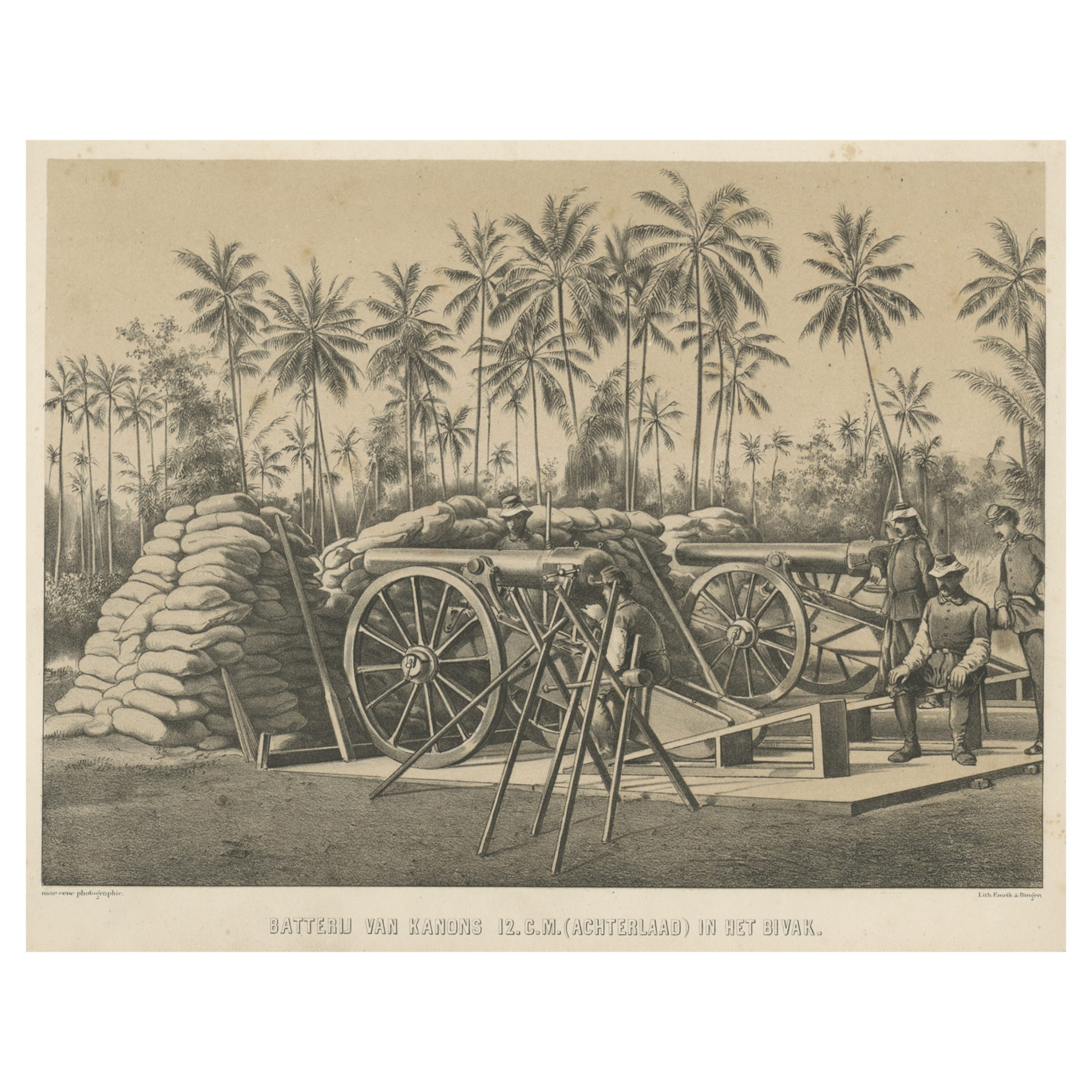 Antique Print Depicting a Military Scene with Canons, in Indonesia, 1784
