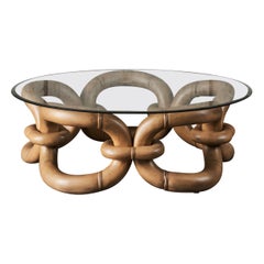 Bamboo Bracelet Coffee Table with Glass Top
