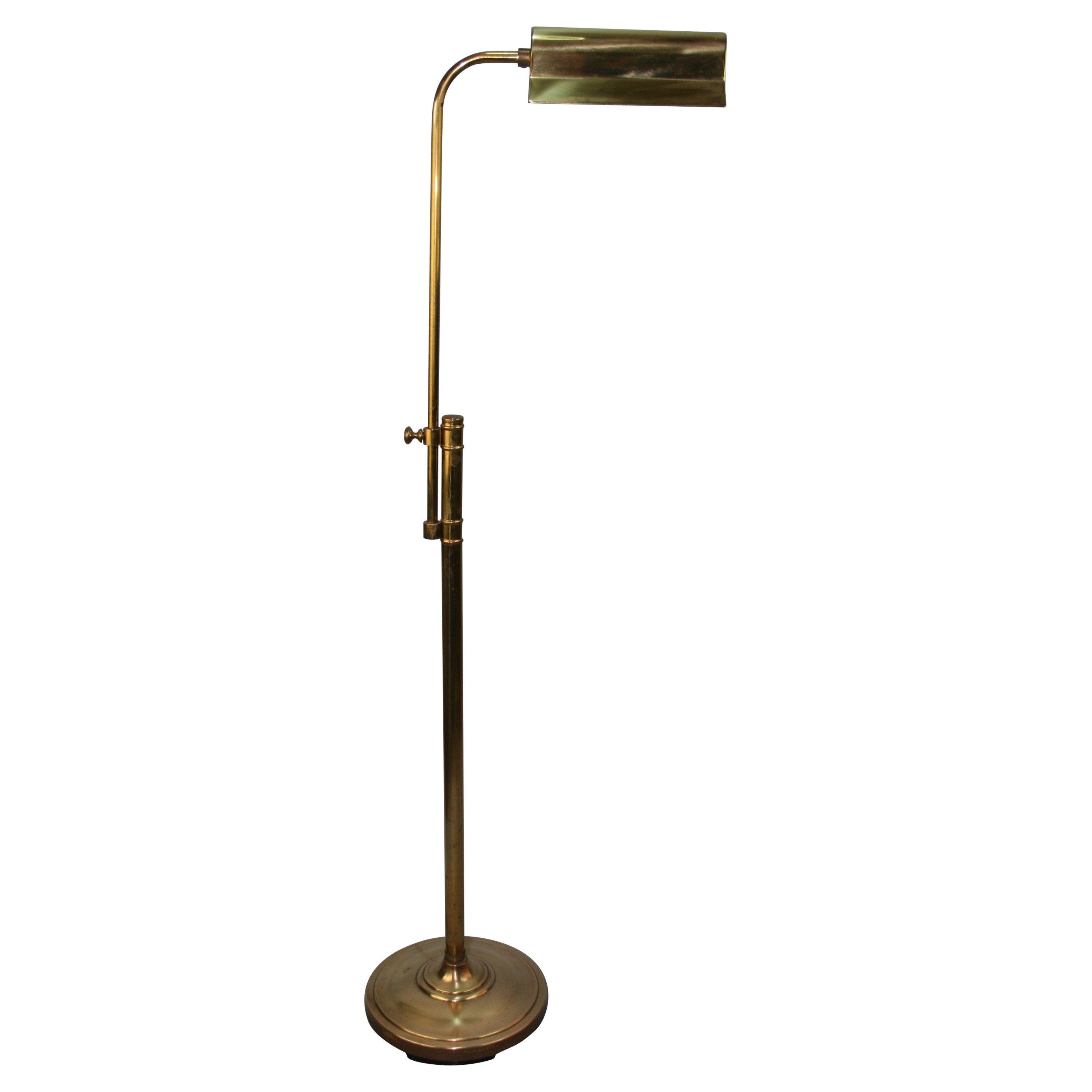 Mid Century Brass Adjustable Floor Lamp For Sale