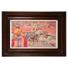 Bullfighting Scene, Oil on Canvas, Signed, GONZÁLEZ MARCOS, Ángel