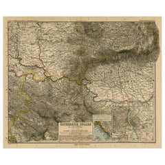 Antique Map of Eastern Europe, Incl Montenegro & Serbia & a Budapest Map, 1890