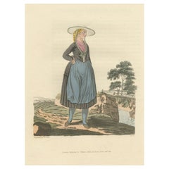 Antique Old Costume Print of a Peasant of Upper Carniola, Slovenia, Eastern Europe, 1804