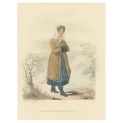 Antique Old Print of a Countrywoman of Upper Carniola, Slovenia, Eastern Europe, 1804